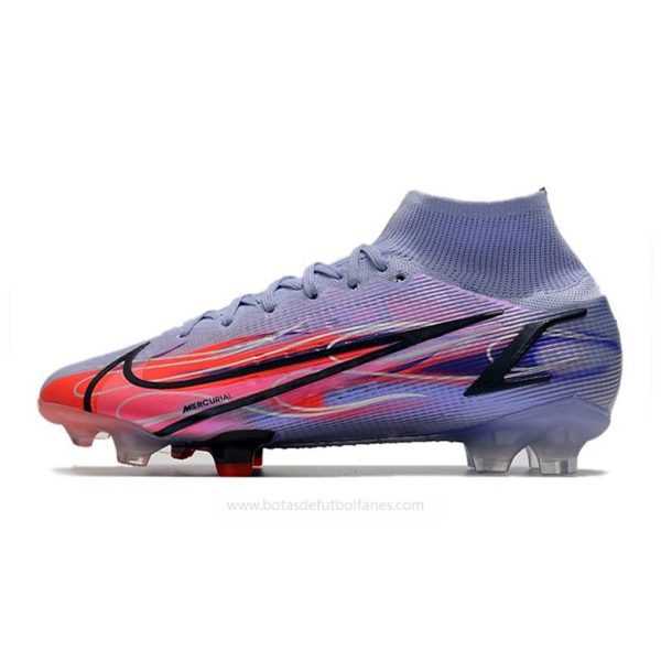 Nike Mercurial Superfly VIII Elite DF FG KM Flames Lila Plata